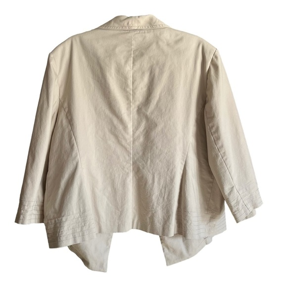 Roz & Ali Womens Open Front Jacket Lined Natural Beige Stretch 3X - Picture 2 of 9